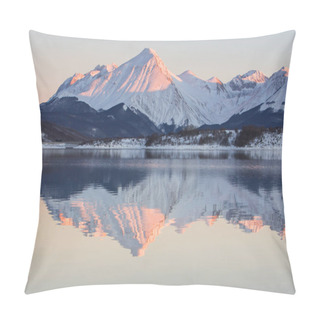 Personality  Reflects Of The Snowy Mountains At The Sunset In The Campotosto Lake Pillow Covers