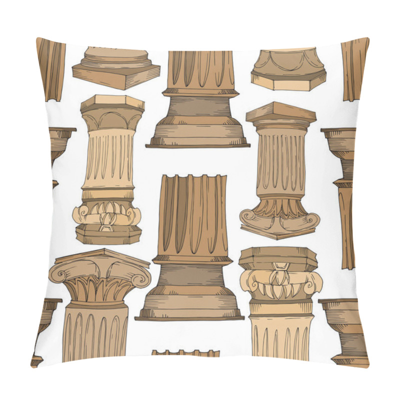 Personality  Vector Antique Greek Columns. Black And White Engraved Ink Art. Seamless Background Pattern. Pillow Covers