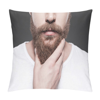 Personality  Young Bearded Man Touching His Beard Pillow Covers