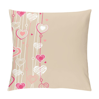 Personality Contour Hearts Hanging On Pastel Background Pillow Covers