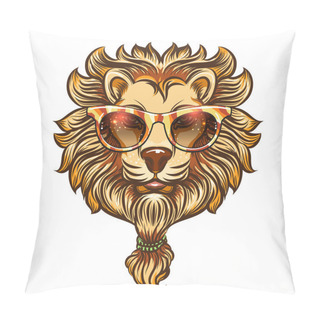 Personality  Hipster Lion With Colorful Eyeglasses Pillow Covers