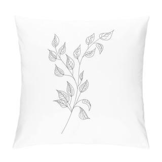 Personality  Hand Draw Leaves Vector, Line Drawn Leaves Illustration. Pillow Covers