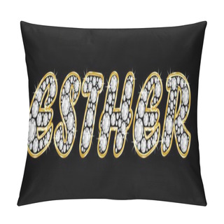Personality  The Name Esther Spelled In Bling Diamonds, With Shiny, Brilliant Golden Frame Pillow Covers