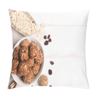 Personality  Healthy Organic Energy Granola Bolls With Nuts, Cacao, Oats And Raisins - Vegetarian Sweet Bites Without Sugar Pillow Covers
