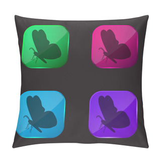 Personality  Black Butterfly Shape From Side View Four Color Glass Button Icon Pillow Covers