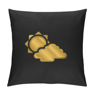 Personality  Big Sun And  Cloud Gold Plated Metalic Icon Or Logo Vector Pillow Covers