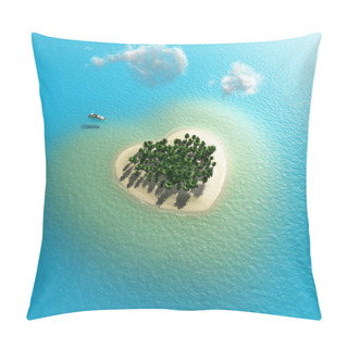 Personality  Aerial View Of Heart-shaped Tropical Island Pillow Covers