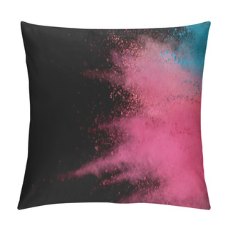 Personality  Explosion Of Colored Powder Isolated On Black Background Pillow Covers