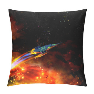 Personality  Red-hot Spaceship And Nebula Pillow Covers