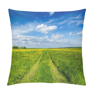 Personality  Spring Summer - Rural Road In Green Field Scenery Lanscape Pillow Covers