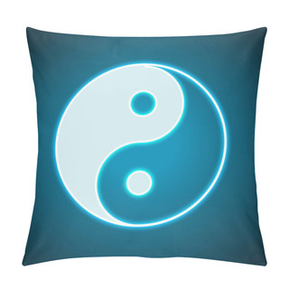 Personality  Yin Yan Symbol. Neon Style. Light Decoration Icon. Bright Electric Symbol Pillow Covers