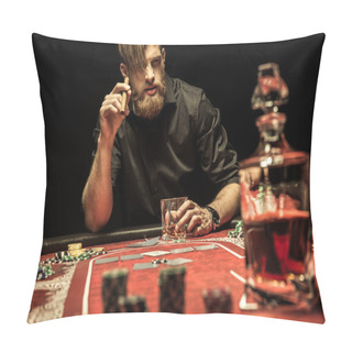 Personality  Man Playing Poker Pillow Covers