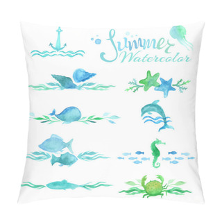 Personality  Watercolor Ocean Page Decorations And Dividers. Pillow Covers