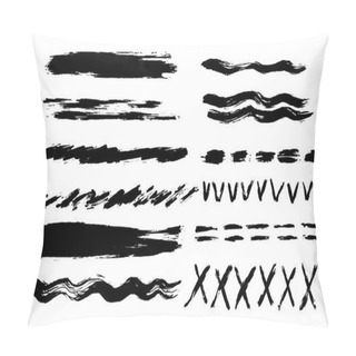 Personality  Vector Set Of Ink Pen Brush Strokes. Monochrome Design Elements. Different Kinds Of Lines Drawn By Hand. Brushed Elements. Pillow Covers
