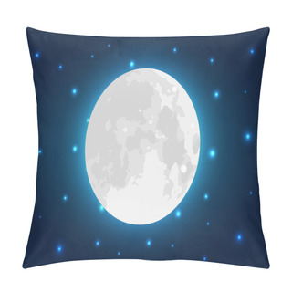 Personality  Full Moon On Dark Blue Night Sky Vector Pillow Covers