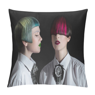 Personality  Dark Portrait Of Pale Gothic Women Pillow Covers