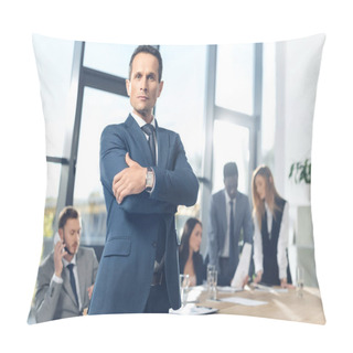 Personality  Businessman With Crossed Arms Pillow Covers
