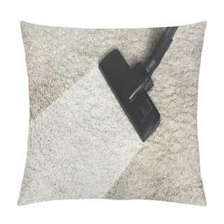Personality  Close-up View Of Cleaning White Carpet With Professional Vacuum Cleaner  Pillow Covers