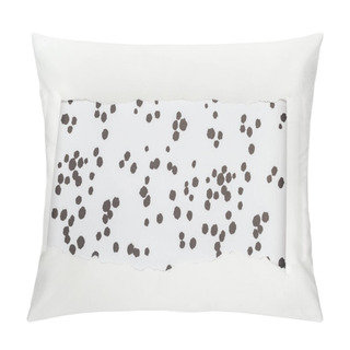 Personality  Ragged Textured White Paper With Curl Edges On Black And White Dotted Background  Pillow Covers