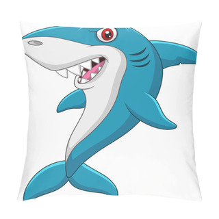 Personality  Vector Illustration Of Cartoon Funny Shark Isolated On White Background Pillow Covers