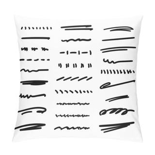 Personality  Set Of Handmade Lines, Brush Lines, Underlines. Hand-drawn Collection Of Doodle Style Various Shapes. Art Lines. Isolated On White. Vector Illustration Pillow Covers