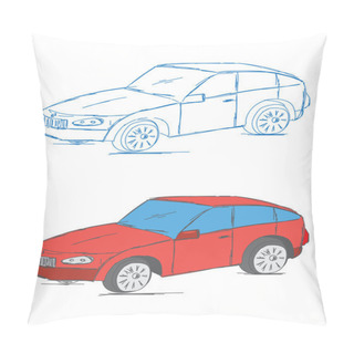 Personality  Hand Drawn Car Vehicle Scribble Sketch Vector Illustration  Pillow Covers