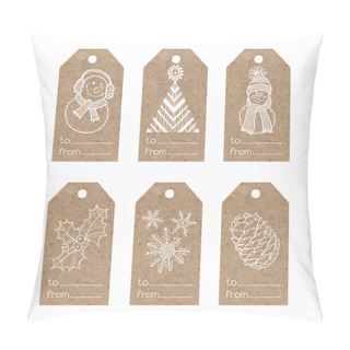 Personality  Kraft Paper Tags With  Christmas Motifs Pillow Covers