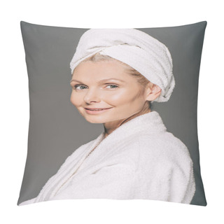 Personality  Mature Woman In Bath Robe Pillow Covers