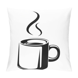 Personality  Cup Of Tea Or Coffee. Vector Black Silhouette. Pillow Covers