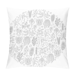 Personality  Vector Illustration With Cartoon Hand Drawn Porridge Cereals Pillow Covers