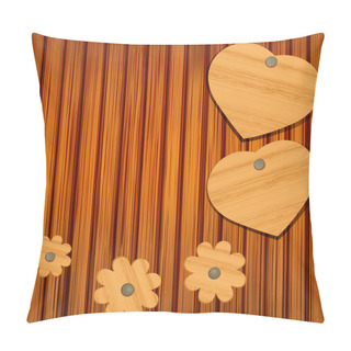 Personality  Wooden Heart And Flowers On A Wooden Background For Valentine Pillow Covers