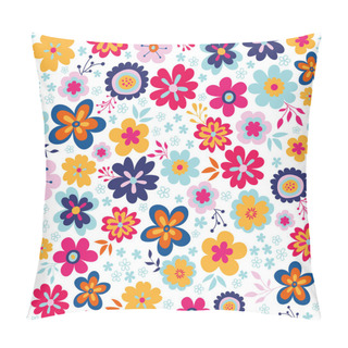 Personality  Vector White Colorful Emmas Flowers Seamless Pattern Background. Surface Pattern. Pillow Covers