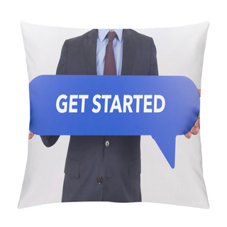 Personality  Businessman Holding Speech Bubble Pillow Covers