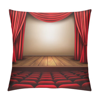 Personality  Cinema Or Theater Scene With A Curtain. Vector.  Pillow Covers