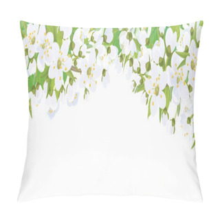 Personality Blossoming Apple Tree Branches On White Background Pillow Covers
