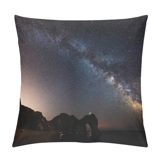 Personality  Stunning Colorful Image Of Milky Way Galaxy Over Sea Landscape In Dorset England Pillow Covers