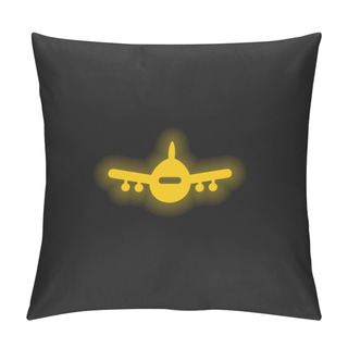 Personality  Airplane Front View Yellow Glowing Neon Icon Pillow Covers