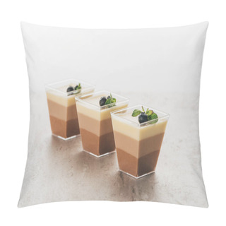 Personality  Delicious Triple Chocolate Mousse Desserts In Glasses Pillow Covers
