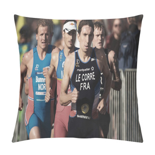 Personality  Pierre Le Corre (FRA) Leading A Group Running Trough The Streets Pillow Covers