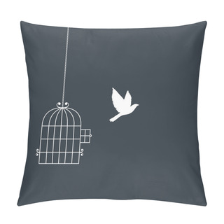 Personality  Flying Bird And Cage Silhouettes. Freedom Concept Pillow Covers