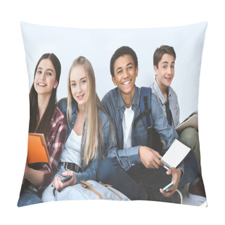 Personality  Multiethnic Group Of Smiling Students Pillow Covers