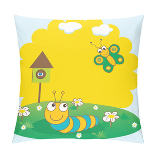 Personality  Cute Caterpillar. Vector Illustration. Pillow Covers