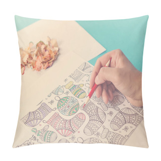 Personality  Anti Stress Adult Colouring Book. Woman Coloring Anti Stress Picture. Art Therapy For Adult. New Stress Relieving Trend. Popular Colouring Book Pillow Covers