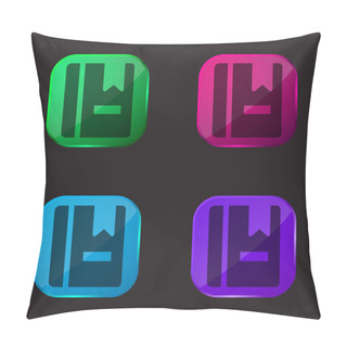 Personality  Book With Marker Four Color Glass Button Icon Pillow Covers