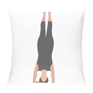 Personality  Yoga Handstand Vector Illustration Isolated On White Pillow Covers