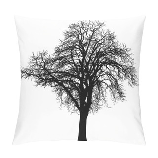 Personality  Silhouette Of Tree With Bare Branches. Winter Scenery Tree, Isolated Pillow Covers