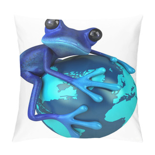 Personality  Frog With A Blue Globe Pillow Covers