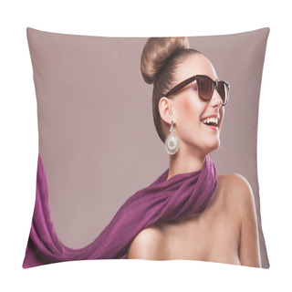 Personality  Fashion Girl With A Scarf Pillow Covers