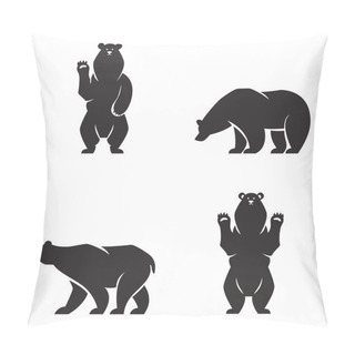 Personality  Silhouettes Of The Bears Vector Set Pillow Covers
