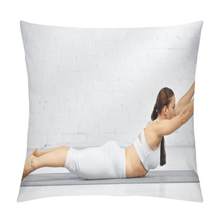 Personality  Side View Of Woman Doing Sphinx Pose On Yoga Mat  Pillow Covers